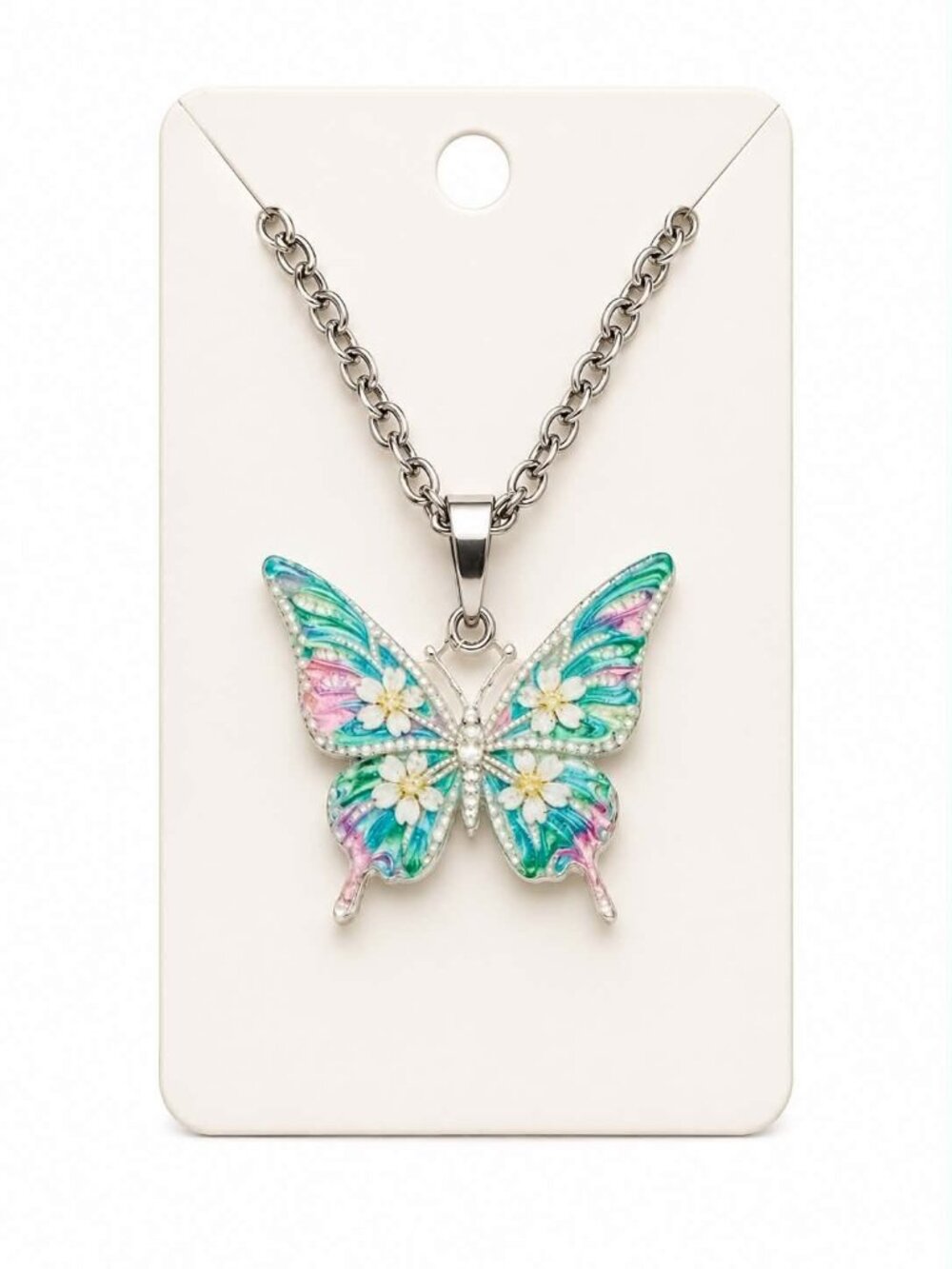 Pastel Butterfly Pendant Necklace